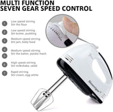 7 Speed Electric Hand Mixer with Turbo Boost – Includes 5 Stainless Steel Accessories for Cake, Dough & Bread Mixing